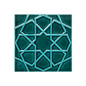 Armada Çini 20x20 cm Rölyefli Yeşil Selçuklu Yıldızı Deseni Çini Karo
