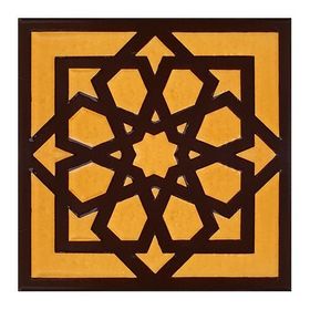 Armada Çini 20x20 cm SP 101-Kahve Kabartmalı Türk Yıldızı Kütahya İznik Çini Deseni Modelleri