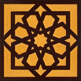 Armada Çini 20x20 cm SP 101-Kahve Kabartmalı Türk Yıldızı Kütahya İznik Çini Deseni Modelleri