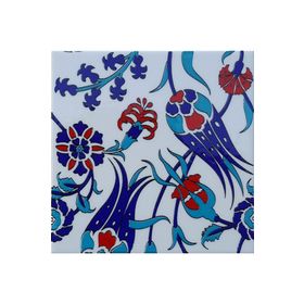 Armada Çini 20x20 cm SP 105 Lale Çiçek Desenli Kütahya İznik Çini Karo Modeli Seramik