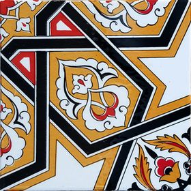 Armada Çini 20x20 cm SP 72 Sarı Türk-Türkmen Yıldızı Desenli Kütahya İznik Çini Karo Seramik