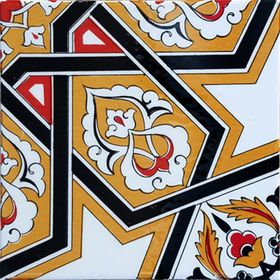 Armada Çini 20x20 cm SP 72 Sarı Türk-Türkmen Yıldızı Desenli Kütahya İznik Çini Karo Seramik
