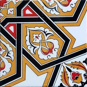 Armada Çini 20x20 cm SP 72 Sarı Türk-Türkmen Yıldızı Desenli Kütahya İznik Çini Karo Seramik