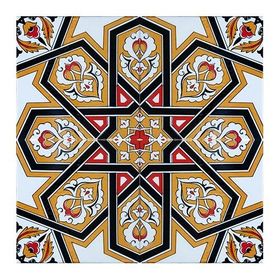 Armada Çini 20x20 cm SP 72 Sarı Türk-Türkmen Yıldızı Desenli Kütahya İznik Çini Karo Seramik