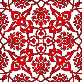 Armada Çini 20x20 cm SP 83 Kırmızı Beyaz Kütahya İznik Rumi Osmanlı Desenli Seramik Çini Karo