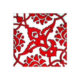 Armada Çini 20x20 cm SP 83 Kırmızı Beyaz Kütahya İznik Rumi Osmanlı Desenli Seramik Çini Karo