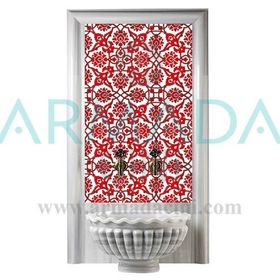 Armada Çini 20x20 cm SP 83 Kırmızı Beyaz Kütahya İznik Rumi Osmanlı Desenli Seramik Çini Karo