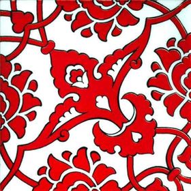 Armada Çini 20x20 cm SP 83 Kırmızı Beyaz Kütahya İznik Rumi Osmanlı Desenli Seramik Çini Karo