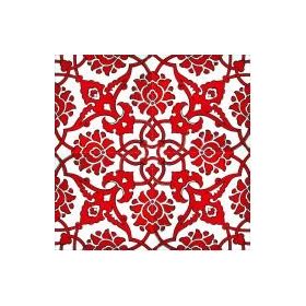 Armada Çini 20x20 cm SP 83 Kırmızı Beyaz Kütahya İznik Rumi Osmanlı Desenli Seramik Çini Karo