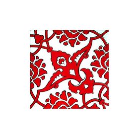 Armada Çini 20x20 cm SP 83 Kırmızı Beyaz Kütahya İznik Rumi Osmanlı Desenli Seramik Çini Karo