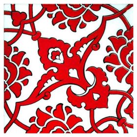 Armada Çini 20x20 cm SP 83 Kırmızı Beyaz Kütahya İznik Rumi Osmanlı Desenli Seramik Çini Karo