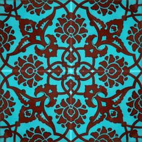 Armada Çini 20x20 cm SP 83 Turkuaz Kahve Kütahya Cami Çinisi Osmanlı Desenli Seramik Çini Karo