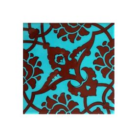 Armada Çini 20x20 cm SP 83 Turkuaz Kahve Kütahya Cami Çinisi Osmanlı Desenli Seramik Çini Karo
