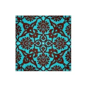 Armada Çini 20x20 cm SP 83 Turkuaz Kahve Kütahya Cami Çinisi Osmanlı Desenli Seramik Çini Karo