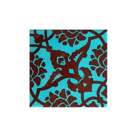 Armada Çini 20x20 cm SP 83 Turkuaz Kahve Kütahya Cami Çinisi Osmanlı Desenli Seramik Çini Karo
