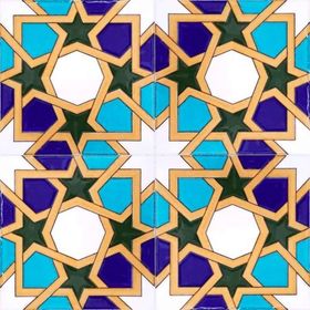 Armada Çini 20X20 cm SP 86 Tunus Kütahya Cami Çinisi Geometrik Desenli Seramik Çini Karo