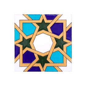 Armada Çini 20X20 cm SP 86 Tunus Kütahya Cami Çinisi Geometrik Desenli Seramik Çini Karo