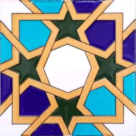 Armada Çini 20X20 cm SP 86 Tunus Kütahya Cami Çinisi Geometrik Desenli Seramik Çini Karo