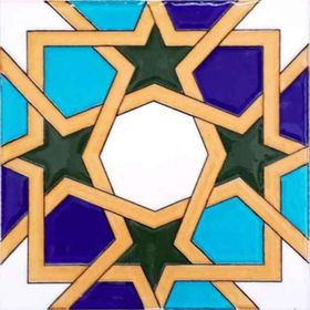 Armada Çini 20X20 cm SP 86 Tunus Kütahya Cami Çinisi Geometrik Desenli Seramik Çini Karo