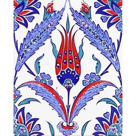 Armada Çini 20X25 cm AC 1002 Kütahya Cami Çinisi Lale Desenli Seramik Çini Karo