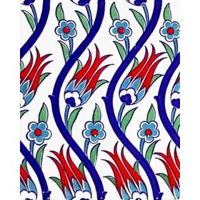 Armada Çini 20x25 cm AC 1020 Kütahya Cami Çinisi Osmanlı Desenli Seramik Çini Karo