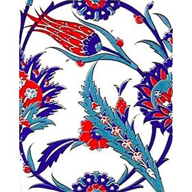 Armada Çini 20X25 cm AC 313 Kütahya Cami Çinisi Hançer Desenli Seramik Çini Karo