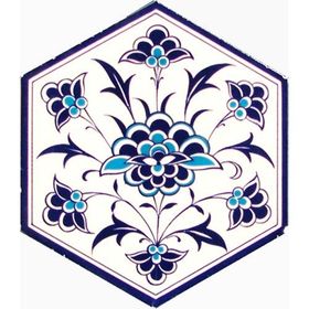 Armada Çini 21X23 cm Al 1 İznik Desenli Seramik Altıgen Çini Karo