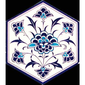 Armada Çini 21X23 cm Al 1 İznik Desenli Seramik Altıgen Çini Karo