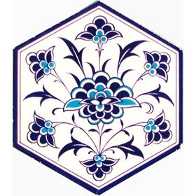 Armada Çini 21X23 cm Al 1 İznik Desenli Seramik Altıgen Çini Karo