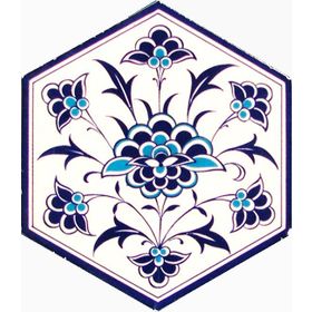 Armada Çini 21X23 cm Al 1 İznik Desenli Seramik Altıgen Çini Karo