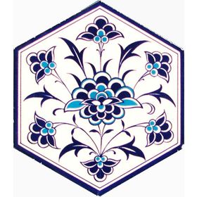 Armada Çini 21X23 cm Al 1 İznik Desenli Seramik Altıgen Çini Karo
