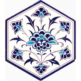 Armada Çini 21X23 cm Al 1 İznik Desenli Seramik Altıgen Çini Karo