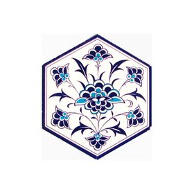Armada Çini 21X23 cm Al 1 İznik Desenli Seramik Altıgen Çini Karo