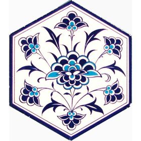 Armada Çini 21X23 cm Al 1 İznik Desenli Seramik Altıgen Çini Karo
