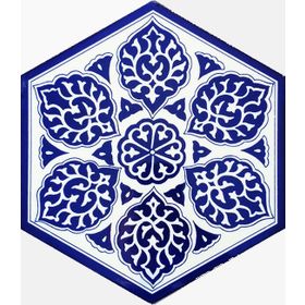 Armada Çini 21X23 cm Al 2 Selçuklu Desenli Seramik Altıgen Çini Karo