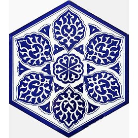 Armada Çini 21X23 cm Al 2 Selçuklu Desenli Seramik Altıgen Çini Karo