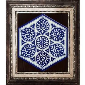 Armada Çini 21X23 cm Al 2 Selçuklu Desenli Seramik Altıgen Çini Karo