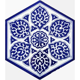 Armada Çini 21X23 cm Al 2 Selçuklu Desenli Seramik Altıgen Çini Karo