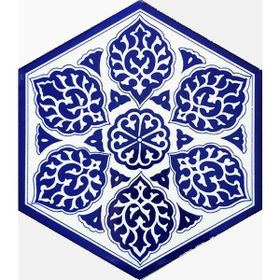 Armada Çini 21X23 cm Al 2 Selçuklu Desenli Seramik Altıgen Çini Karo