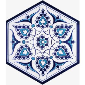 Armada Çini 21X23 cm Al 4 İznik Desenli Seramik Altıgen Çini Karo