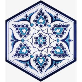 Armada Çini 21X23 cm Al 4 İznik Desenli Seramik Altıgen Çini Karo