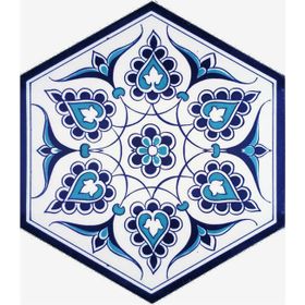 Armada Çini 21X23 cm Al 4 İznik Desenli Seramik Altıgen Çini Karo