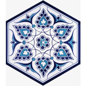 Armada Çini 21X23 cm Al 4 İznik Desenli Seramik Altıgen Çini Karo