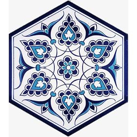 Armada Çini 21X23 cm Al 4 İznik Desenli Seramik Altıgen Çini Karo