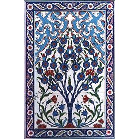 Armada Çini 40x60 Cm ED 514 Kobalt Hayat ağaç Eldekoru Çini Pano
