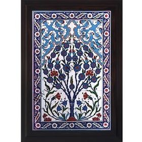 Armada Çini 40x60 Cm ED 514 Kobalt Hayat ağaç Eldekoru Çini Pano