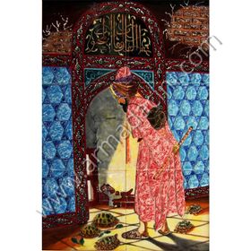 Armada Çini 40x60 Cm ED 617 Kaplumbağa Terbiyecisi Çini Pano