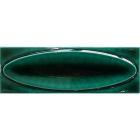 Armada Çini 7x21 cm Elips Yeşil Desenli Çini Seramik Karo