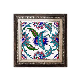 Armada Çini AC 1 Hançer Yaprak Çerçeveli Kütahya Çini 20x20 cm Pano