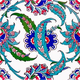 Armada Çini AC 1 Yaprak Desenli Kütahya 20x20 cm Çini Karo